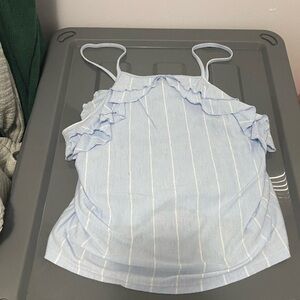 Blue and White Striped American Eagle Tank Top